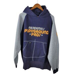 Vtg Akademiks Hoodie Men XXL Heavy Fleece Y2K Hip Hop 90s 1/4 Sweatshirt Navy